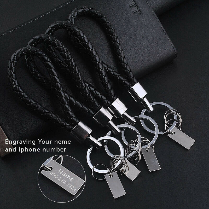 3pcs Leather Rope Strap Weave Key ring Key chain KeyFob Gift