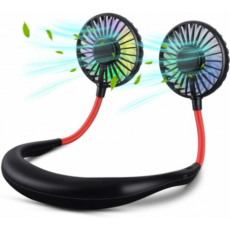 Portable USB Rechargeable Neckband Sport Fan Lazy Neck Hanging Dual Cooling Fan