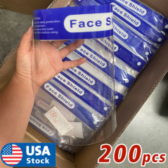 200PCS Safety Full Face Shield Reusable Washable Face Mask Clear Protection Cove