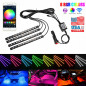 4x 12 LED RGB Car Interior Atmosphere Light Strip Phone Bluetooth APP Control