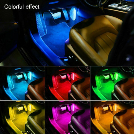 4x 12 LED RGB Car Interior Atmosphere Light Strip Phone Bluetooth APP Control