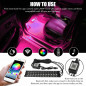 4x 12 LED RGB Car Interior Atmosphere Light Strip Phone Bluetooth APP Control