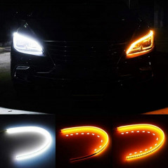 2 x 60CM LED DRL Light Amber Sequential Flexible Turn Signal Strip for Headlight