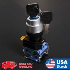 440V 10A 22mm Dia Thread DPST 2 Positions Key Rotary Selector Switch