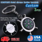 3PCS COMPASS Metal chrome Rudder keychain camping hiking outdoors key chain