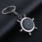 3PCS COMPASS Metal chrome Rudder keychain camping hiking outdoors key chain