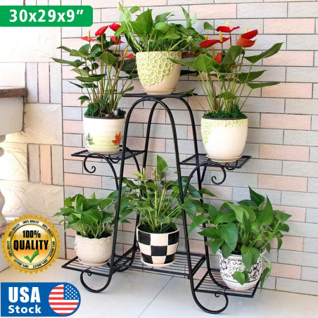 6Tiers Metal Plant Stand Flower Pot Display Holder Shelf Home Garden Balcony