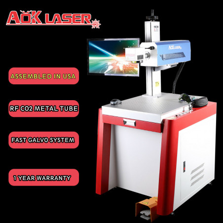 AOK LASER 30w RF CO2 Galvo  Laser Marking Engraving Machine with Coherent laser