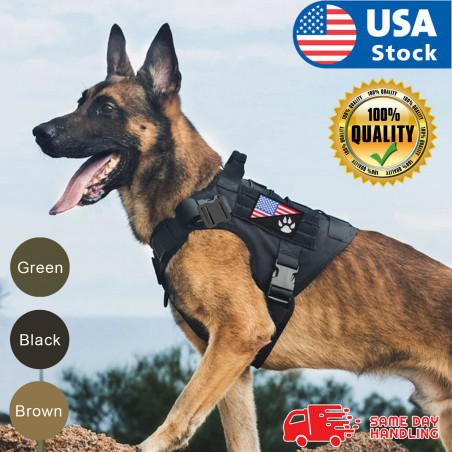 Tactical Dog Vest Harness – Military K9 Dog Training Vest –Working Dog+Flag