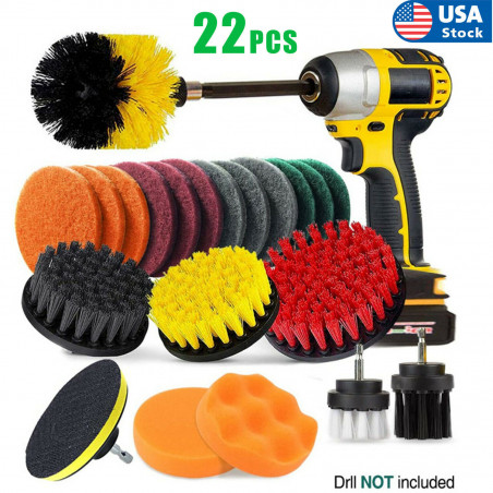 22PCs Electric Drill Brush Set Scrub Pads Power Scrubber Brush Cleaning Kits