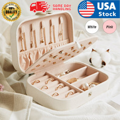 Travel Jewelry Organizer Box with Double Layer for Necklace Earring Rings Storag