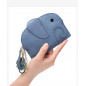 Women's Coin Purse Genuine Leather Pockets Key Ring Mini Elephant Pouch Wallet