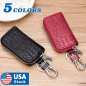 Car Key Holder Cover Key Chain Bag Genuine Leather Remote Fob Zipper Case US