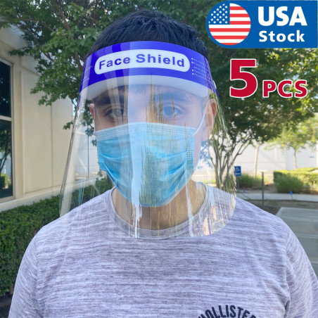 5Pack Safety Full Face Shield Reusable Protection Cover Face Eye Cashier Helmet