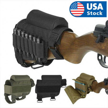 Tactical Rifle Butt Stock Cheek Rest Pad Left/Right Hand Ammo Carrier Pouch Bag