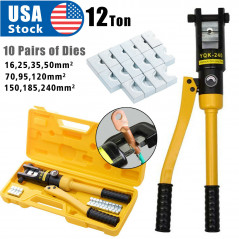 12 Ton Hydraulic Wire Crimper Crimping Tool Battery Cable Lug Terminal 10 Dies