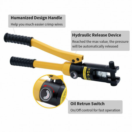 12 Ton Hydraulic Wire Crimper Crimping Tool Battery Cable Lug Terminal 10 Dies