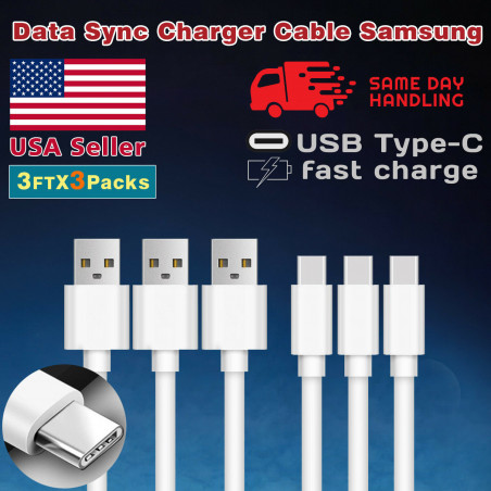 3FT USB-C Type-C Data Sync Charger Charging Cable Samsung Galaxy Note 8 9 S8