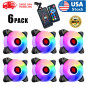 6 PACK LED Cooling Fan RGB 120mm 12V + Remote Control For Computer Case PC CPU