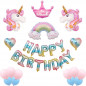 Unicorn Theme Party Balloon Set, Happy Birthday Banner, Rainbow Party Decor