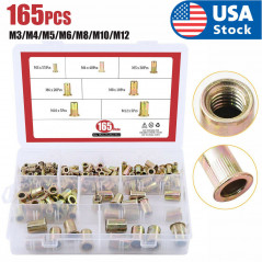 165 PCs Carbon Steel Rivet Nut Kit Metric Rivnut Nutsert M3 M4 M5 M6 M8 M10 M12