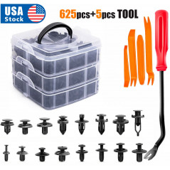 630PCs Car Retainer Clips Auto Fasteners Push Trim Clips Pin Rivet Bumper Kit