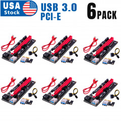 6PACK PCI-E 1x to 16x Powered USB3.0 GPU Riser Extender Adapter Card VER 009s