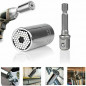 2PC Universal Socket Wrench Magical Grip Alligator Multi Tool with Drill Adapter