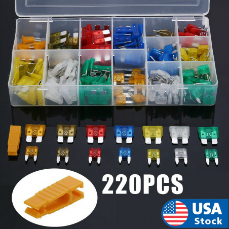 220pc Blade Fuse Assortment Auto Car Truck Motorcycle FUSES Kit ATC ATO ATM