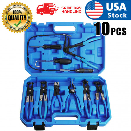 9pcs Wire Long Reach Flexible Hose Clamp Pliers Set Fuel Oil Water Hose Tools