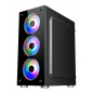 PC ATX Mid-Tower Gaming PC Computer Case Tempered Glass+RGB LED 4Fans