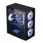 PC ATX Mid-Tower Gaming PC Computer Case Tempered Glass+RGB LED 4Fans