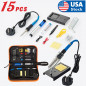 15Pcs Soldering Tips Iron Kit Electronics60W Adjustable Temperature Welding Tool