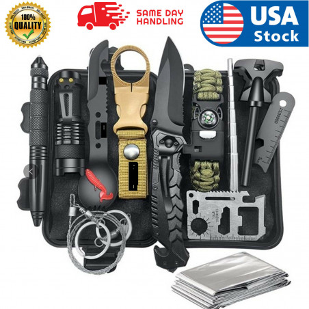 Tactical Outdoor Camping Survival Gear Kit Hunting Emergency SOS EDC Tools Box