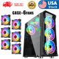 PC Gaming Computer Case Tempered Glass/Steel ATX Mid Tower USB 3.0 +RGB 6FANS