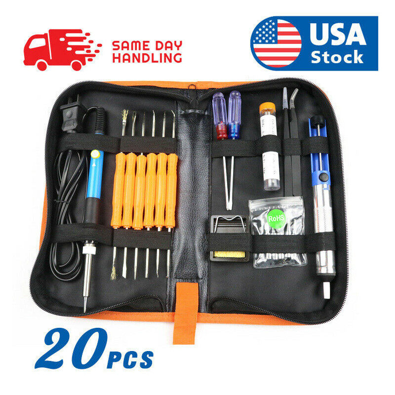 Electric Soldering Iron Gun Tool Kit 110V 60W Control ℃ Welding Station Tip Case