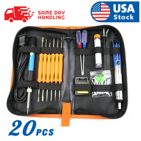 Electric Soldering Iron Gun Tool Kit 110V 60W Control ℃ Welding Station Tip Case