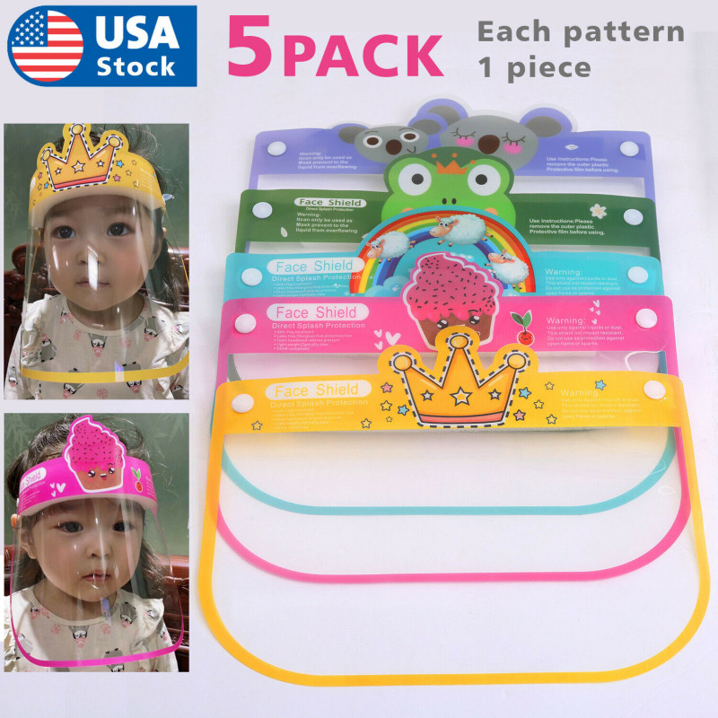 5PACK Kids Face Shield Face Mask Anti Splash Plastic HD Clear Anti Fog