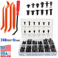 240pcs Car Body Plastic Trim Retainer Fastener Clips Push Pin Fender Bumper Tool