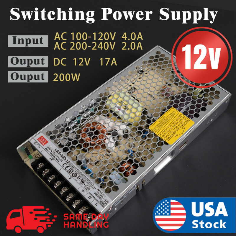 Mean Well LRS-200-12 Switching Power Supply 12V 17A 200W  LED Strip Light