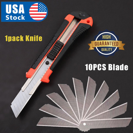 12PCS Knife Utility Box Cutter Retractable Snap Off Lock Razor Sharp Blade Tool