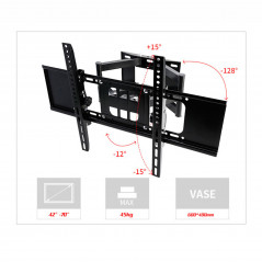 Articulating Full Motion TV Wall Mount Swivel Bracket 32 36 42 46 50 55 60 65 70