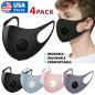 4PCS Face Mask Reusable Washable Adult Cloth Breathable With Breathing Valve