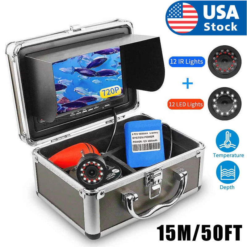 15M 7 Inch 24 LEDS Underwater Visual Fish Finder Surveillance For Ice/Sea/River