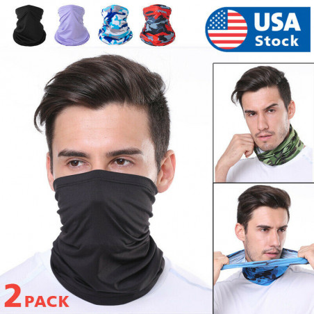 2pcs Face Mask Balaclava Neck Gaiter Biker Tube Bandana Fishing Face Mask