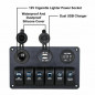6 Gang ON-OFF Toggle Switch Panel 2USB DC12V for Car SUV Marine RV Truck Camper