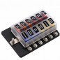 Waterproof 12-Way Blade Fuse Box Block Holder LED Indicator 12V 32V Auto Marine