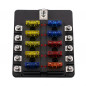 Waterproof 12-Way Blade Fuse Box Block Holder LED Indicator 12V 32V Auto Marine