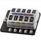 10-Way Fuse Box Blade Fuse Holder 5A 10A 15A 20A Fuses LED Indicator Waterpoof