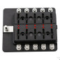 10-Way Fuse Box Blade Fuse Holder 5A 10A 15A 20A Fuses LED Indicator Waterpoof